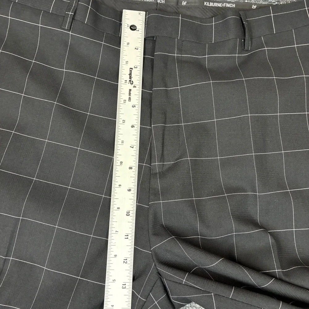 Kilburne & Fitch Mens 50L Black Windowpane Check 2 Piece Suit Blazer Trousers